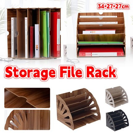 Multi Tier Fan-Shaped Wood Desktop Storage Box Document Storage Easy to Install