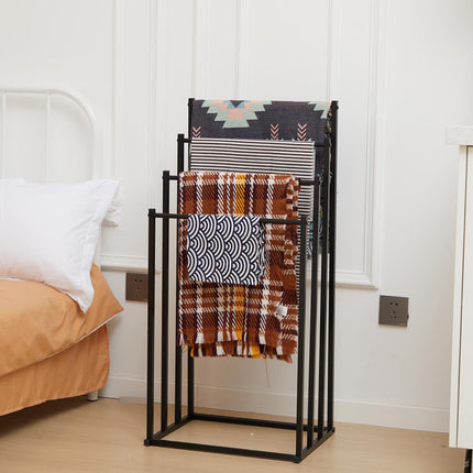 4 Bar Metal Vertical Towel Storage Rack 44x30x96cm Durable for Bathroom Bedroom