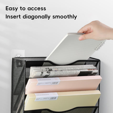 Wall-Mounted 5 Tier Metal File Storage Rack Document Holder Space Saving