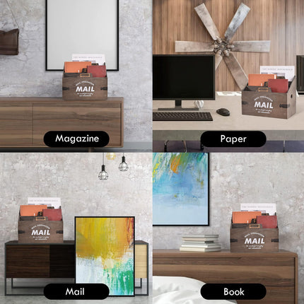 Wooden Storage Box Rectangular 3 Layer Durable for Home Office Desk Organiser