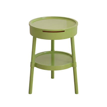 Minimalist Double Layer Small Round Table Build-In Paper Box Space Saving