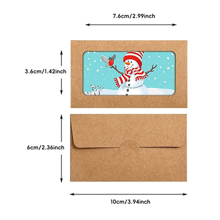 100PCS Small Kraft Paper Envelopes With Clear Window Self Seal Card Mailers