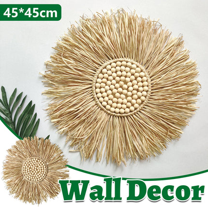 Boho Woven Macrame Wall Hanging Small Round Decor Circular Home Art Accent Use