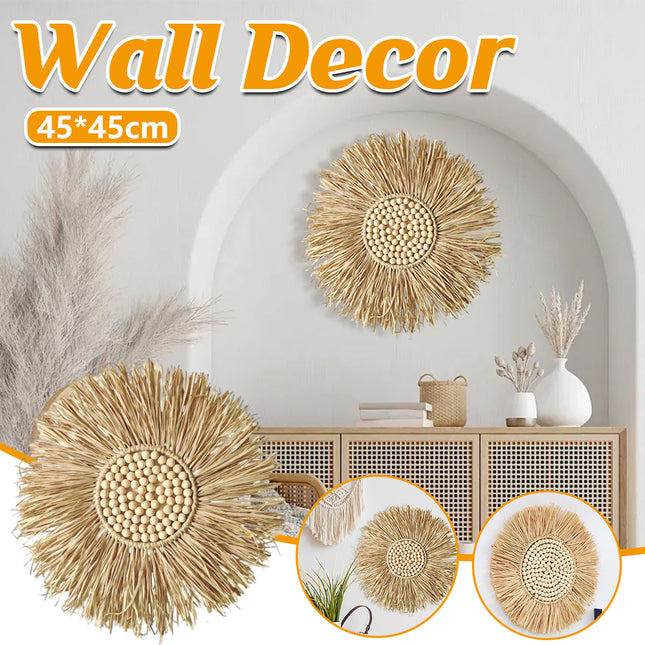 Boho Woven Macrame Wall Hanging Small Round Decor Circular Home Art Accent Use