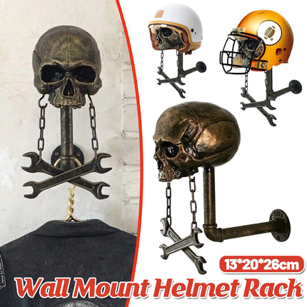 Motorbike Helmet Holder Wall Mount Helmet Rack Helmet Stand Skull Head Holder
