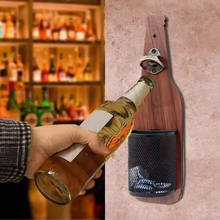 Wooden Wall Mounted Bottle Opener Solid Wood Beer Opener Rustic Home Bar Kitchen
