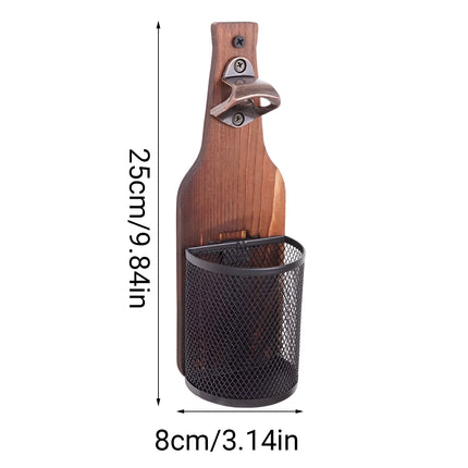 Wooden Wall Mounted Bottle Opener Solid Wood Beer Opener Rustic Home Bar Kitchen