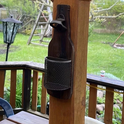 Wooden Wall Mounted Bottle Opener Solid Wood Beer Opener Rustic Home Bar Kitchen