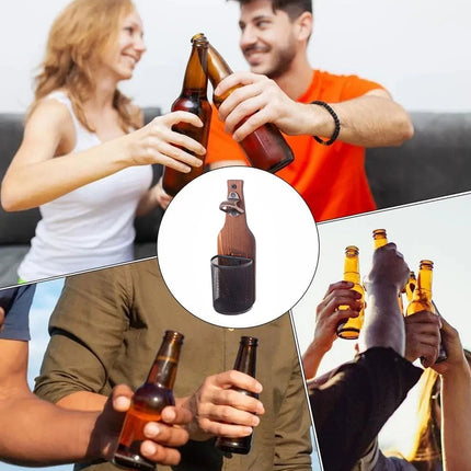 Wooden Wall Mounted Bottle Opener Solid Wood Beer Opener Rustic Home Bar Kitchen