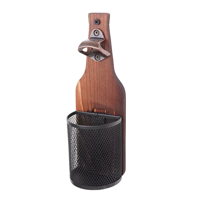 Wooden Wall Mounted Bottle Opener Solid Wood Beer Opener Rustic Home Bar Kitchen