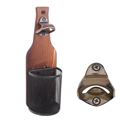 Wooden Wall Mounted Bottle Opener Solid Wood Beer Opener Rustic Home Bar Kitchen