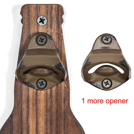 Wooden Wall Mounted Bottle Opener Solid Wood Beer Opener Rustic Home Bar Kitchen