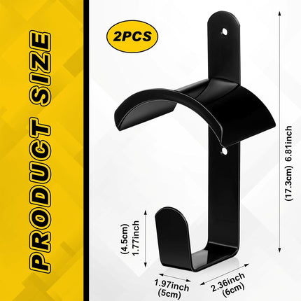 Saddle Rack Wall Mounted Harness Holder Stable Hook 2pcs Heavy Duty Black Metal