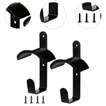 Saddle Rack Wall Mounted Harness Holder Stable Hook 2pcs Heavy Duty Black Metal