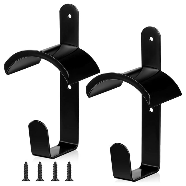 Saddle Rack Wall Mounted Harness Holder Stable Hook 2pcs Heavy Duty Black Metal