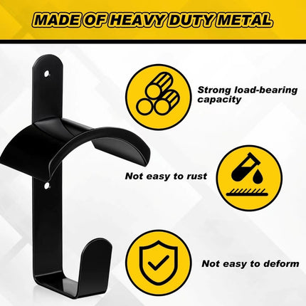 Saddle Rack Wall Mounted Harness Holder Stable Hook 2pcs Heavy Duty Black Metal