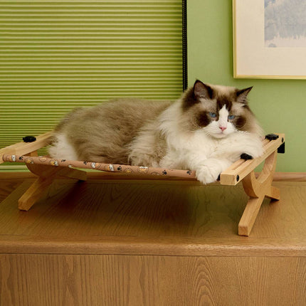Wall Mount Cat Hammock Bed Wooden Frame Hanging Window Pet Nest 55 x 42 x 15.5cm