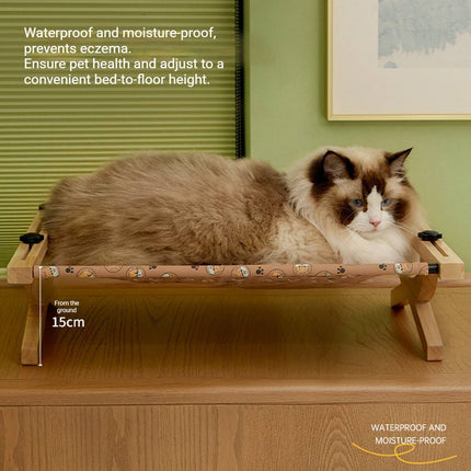 Wall Mount Cat Hammock Bed Wooden Frame Hanging Window Pet Nest 55 x 42 x 15.5cm