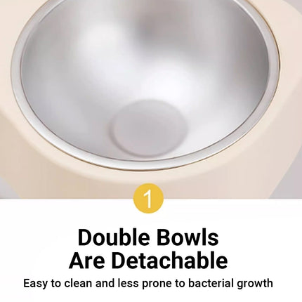 Wall-Mounted Pet Feeder Double Stainless Steel Bowls Design Easy to Clean