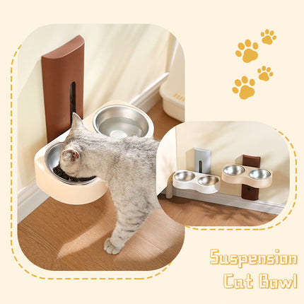 Wall-Mounted Pet Feeder Double Stainless Steel Bowls Design Easy to Clean