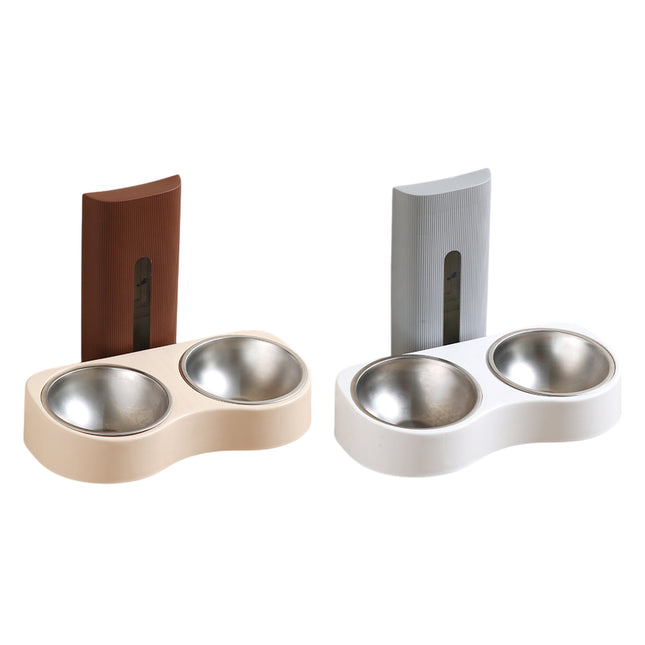 Wall-Mounted Pet Feeder Double Stainless Steel Bowls Design Easy to Clean