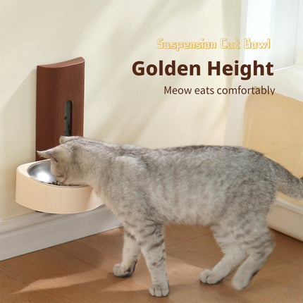 Wall-Mounted Pet Feeder Double Stainless Steel Bowls Design Easy to Clean