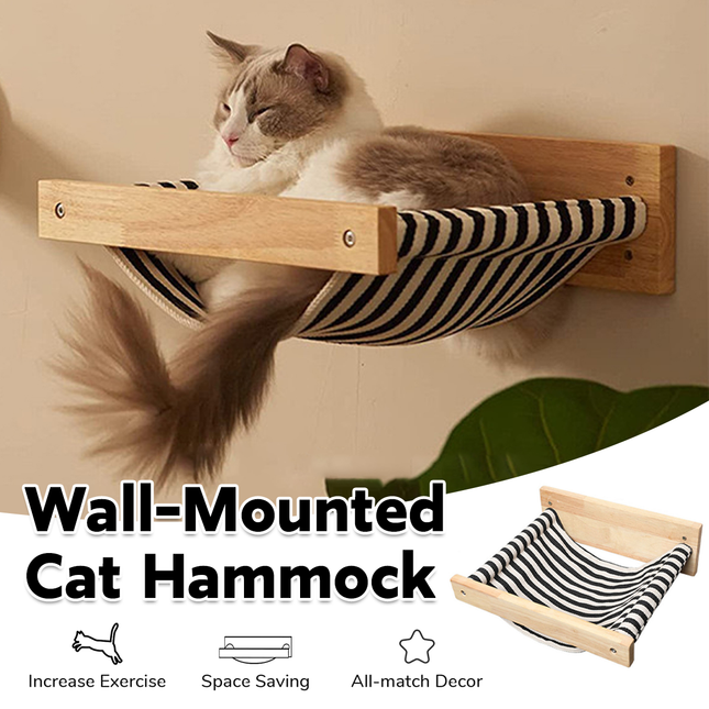 Solid Wood Wall Mounted Cat Hammock Durable Pet Bed for Indoor Cats Kittens Use