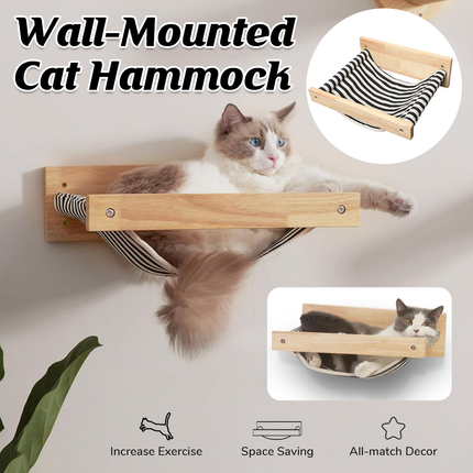 Solid Wood Wall Mounted Cat Hammock Durable Pet Bed for Indoor Cats Kittens Use