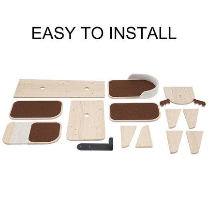 Wall Mounted Cat Climbing Frame Scratcher Integrated Activity Centre Stable