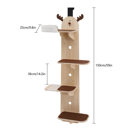 Wall Mounted Cat Climbing Frame Scratcher Integrated Activity Centre Stable