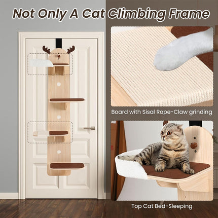 Wall Mounted Cat Climbing Frame Scratcher Integrated Activity Centre Stable