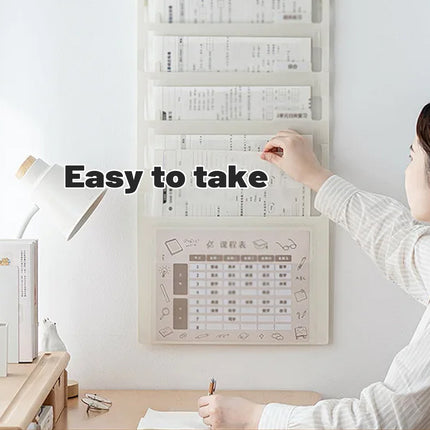 Multi Layer Wall Mounted File Organizer Accordion Bag Portable Document Storage