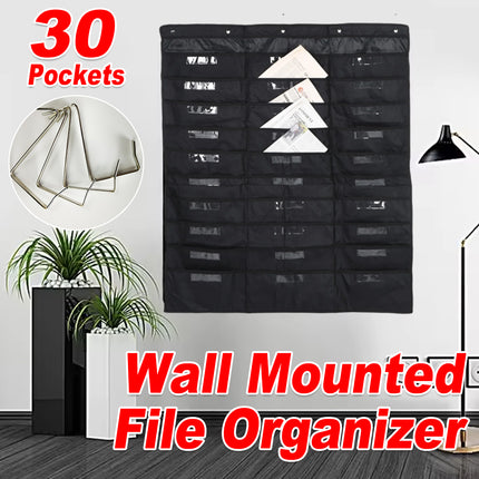Wall Mounted File Organizer Hanging Bag 30 Pockets Oxford Cloth Document Storage