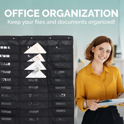 Wall Mounted File Organizer Hanging Bag 30 Pockets Oxford Cloth Document Storage