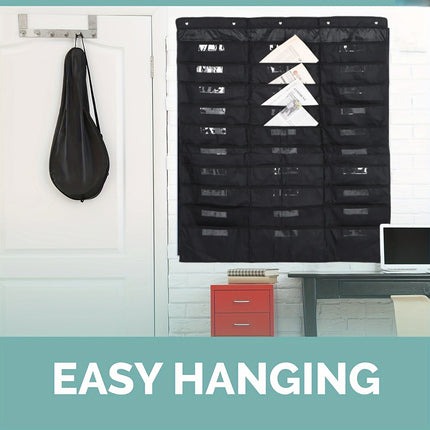 Wall Mounted File Organizer Hanging Bag 30 Pockets Oxford Cloth Document Storage