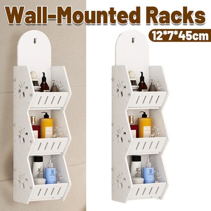 Bathroom Wall Mounted Multi Layer No Drill Storage Shelf Bathroom Organizing