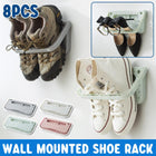 8pcs Wall Mounted Shoe Storage Rack Hanging Shelf Shoe Organizer Holder for Home