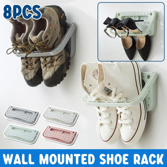 8pcs Wall Mounted Shoe Storage Rack Hanging Shelf Shoe Organizer Holder for Home