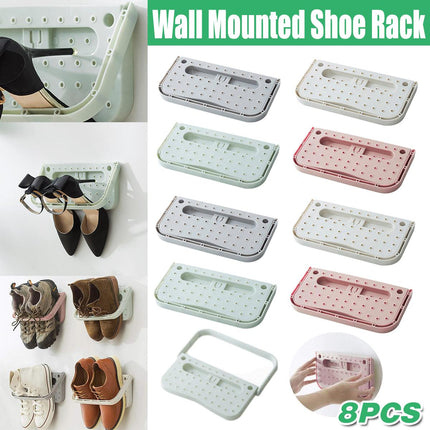 8pcs Wall Mounted Shoe Storage Rack Hanging Shelf Shoe Organizer Holder for Home