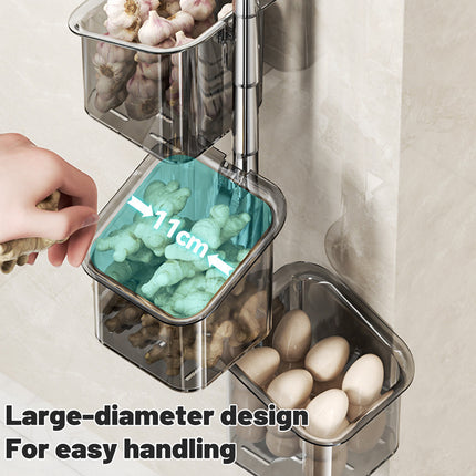 3PCS Wall-Mounted Spice Storage Box 180-Degree Rotatable Removable Design