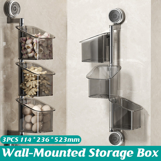 3PCS Wall-Mounted Spice Storage Box 180-Degree Rotatable Removable Design