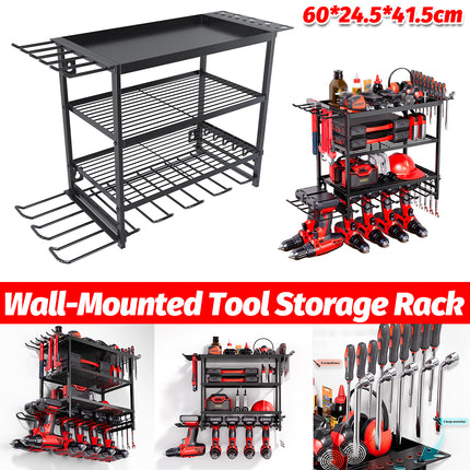 Wall-Mounted Tool Storage Rack Durable Space Saving for Garage Workshop Storage