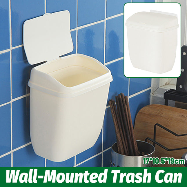 Wall Hanging Dustbin With Cover For Toilet Kitchen Hole Free Space Saving Bin