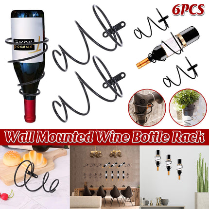 6pcs Metal Wine Rack Holder Wine Bottle Stand Cabinet Wall Mounted Home Display