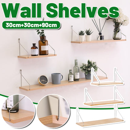 3 PCS Hole Free Wall Mounted Shelf Decor Space Saving for Home Bedroom Storage