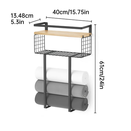 Wall Mounted Bathroom Towel Rack Storage Shelf Multifunctional Holder Organizer