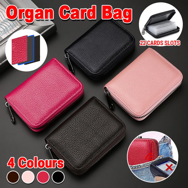 Compact Zipper Organ Card Cover Holder Wallet ID Bag Short Coin Purse Pockets