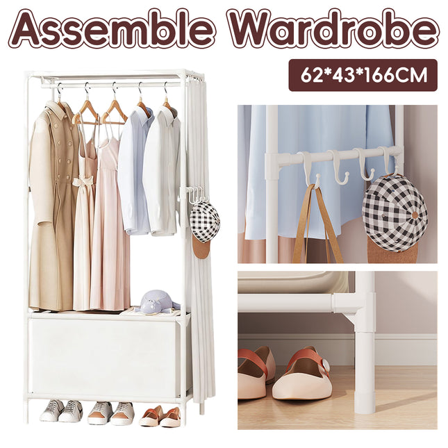 Home Assemble Wardrobe Durable Space Saving for Clothes Shoes Bags Bedroom