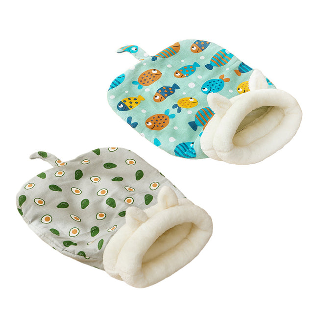 Semi Enclosed Warm Cat Sleeping Bag Comfortable Soft Fleece Pet Bed Easy Clean