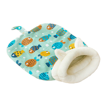 Semi Enclosed Warm Cat Sleeping Bag Comfortable Soft Fleece Pet Bed Easy Clean